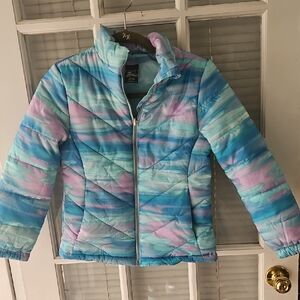 ZeroXposur Girls Pastel Blue & Pink Watercolor Puffer Jacket. Sz 10/12